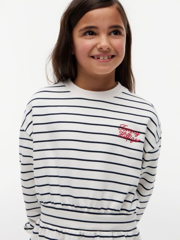 Multi Stripe Relaxed Sweatshirt Dress  Girls