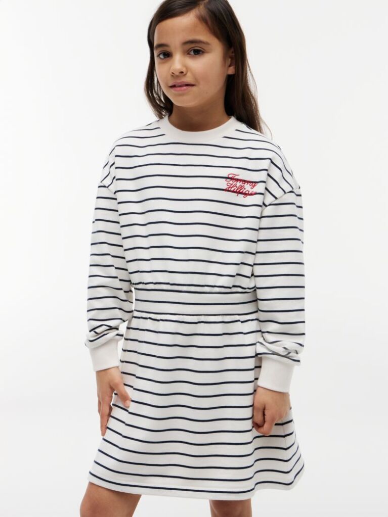 Multi Stripe Relaxed Sweatshirt Dress  Girls