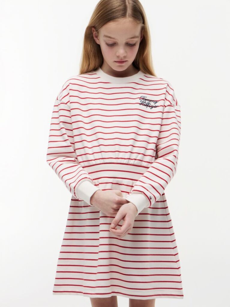 Multi Stripe Relaxed Sweatshirt Dress  Girls