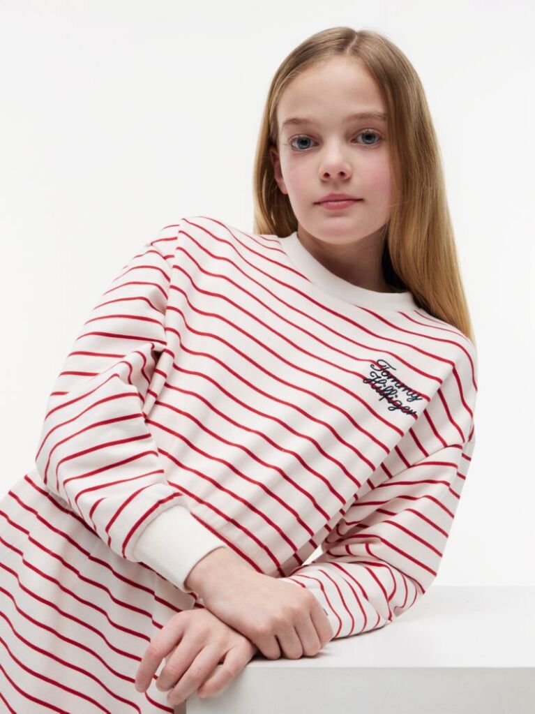 Multi Stripe Relaxed Sweatshirt Dress  Girls