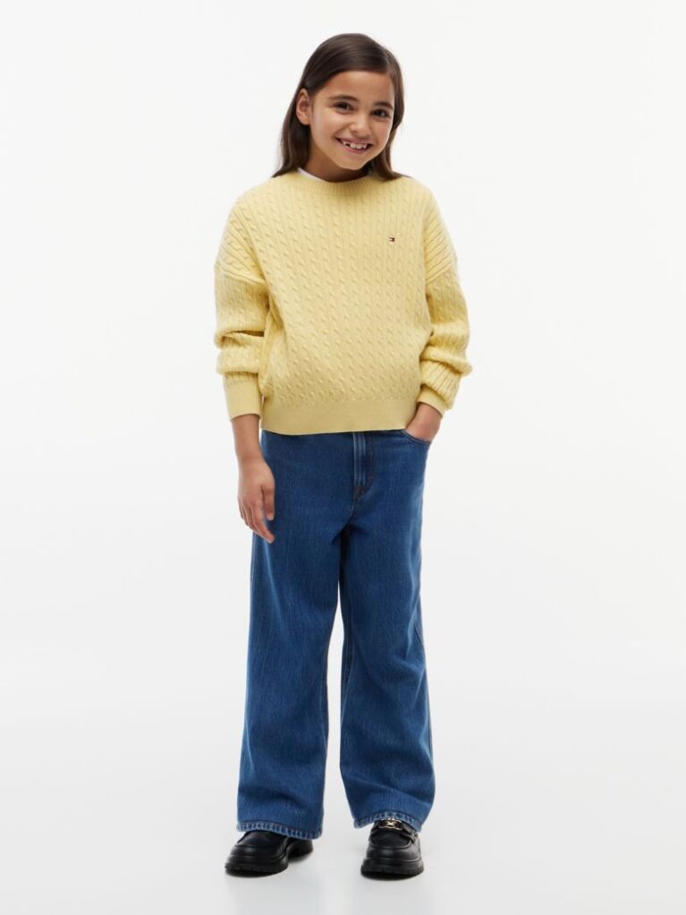 Denim Blugi Mabel Cu Talie Inalta Si Croiala Larga  Fete