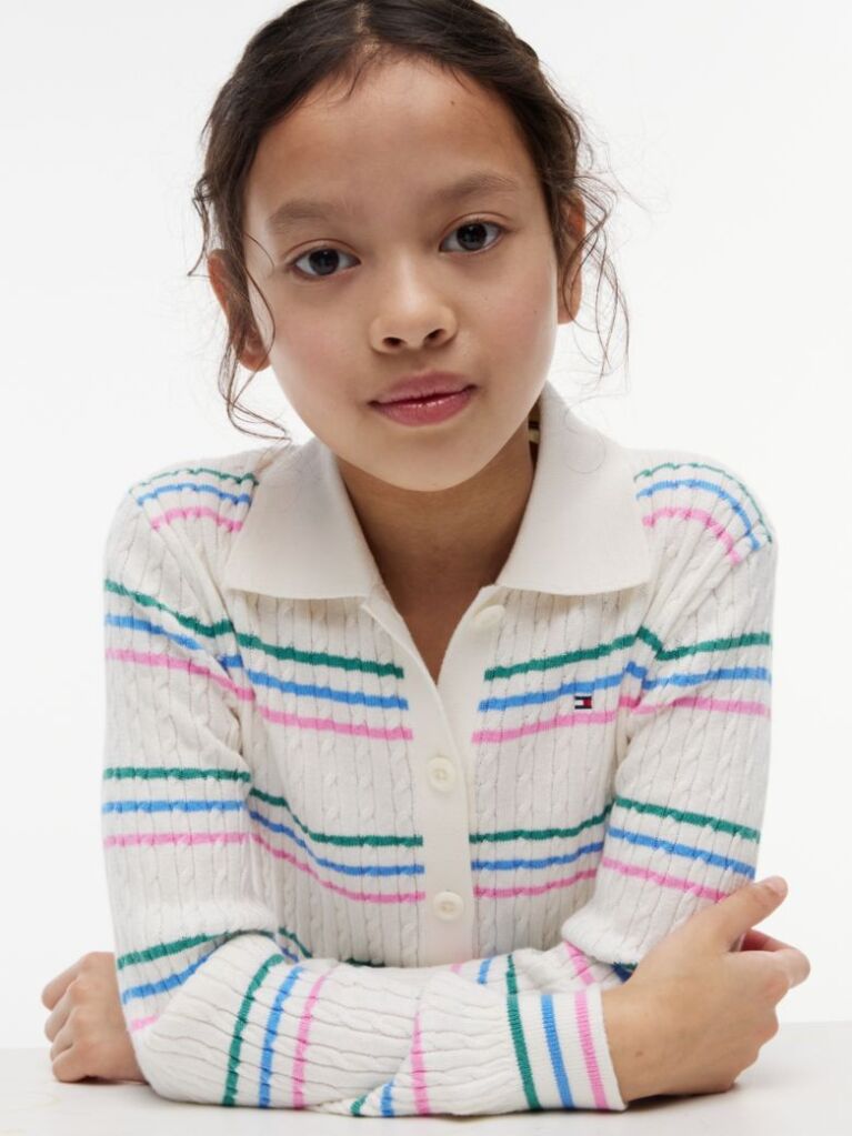 Multi Cardigan Polo Tricotat Cu Croiala Slim  Fete