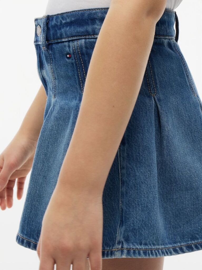 Denim Pleated Denim Skirt  Girls