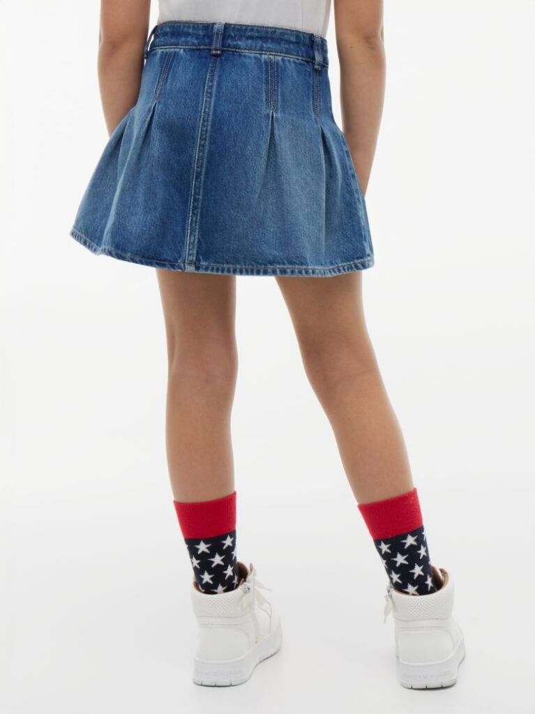 Denim Pleated Denim Skirt  Girls