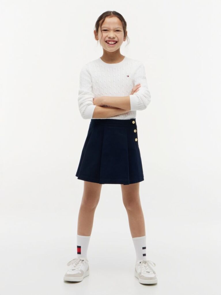 Blue Gold-Tone Button Pleated Skirt  Girls