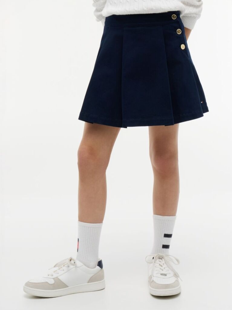 Blue Gold-Tone Button Pleated Skirt  Girls