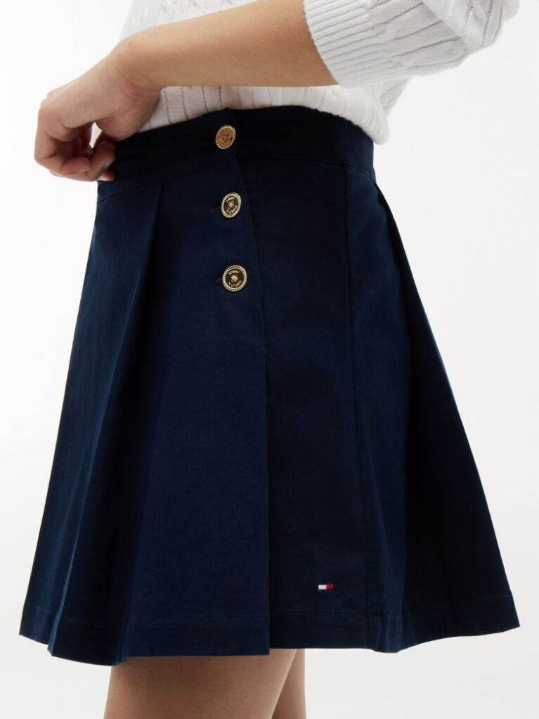 Blue Gold-Tone Button Pleated Skirt  Girls