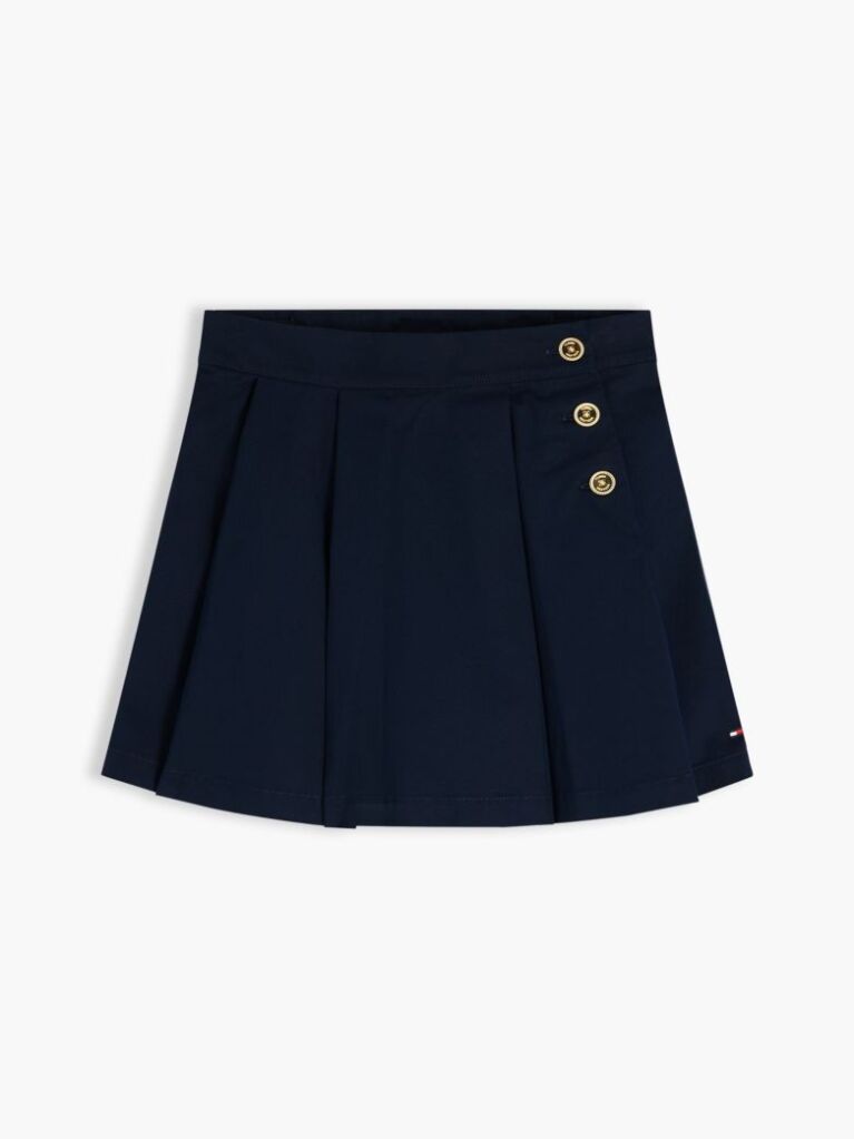 Blue Gold-Tone Button Pleated Skirt  Girls