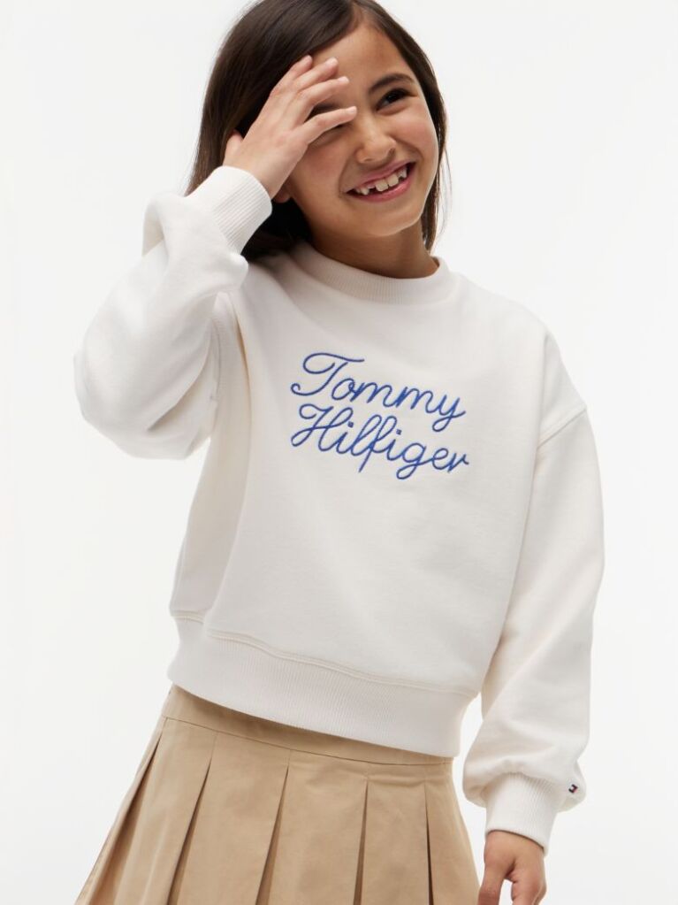 White Rope Logo Relaxed Terry Sweatshirt  Girls