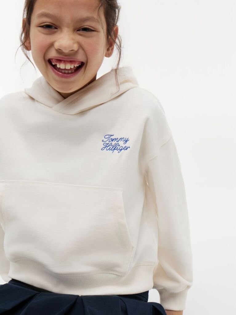 White Relaxed Rope Logo Hoody  Girls