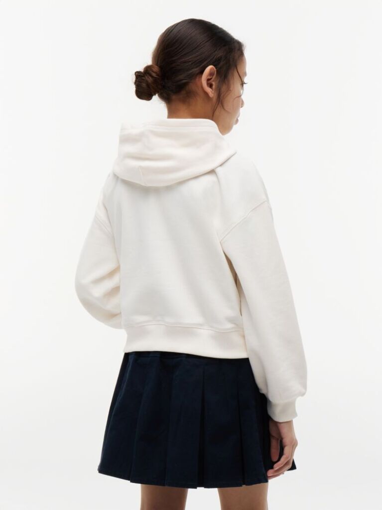 White Relaxed Rope Logo Hoody  Girls