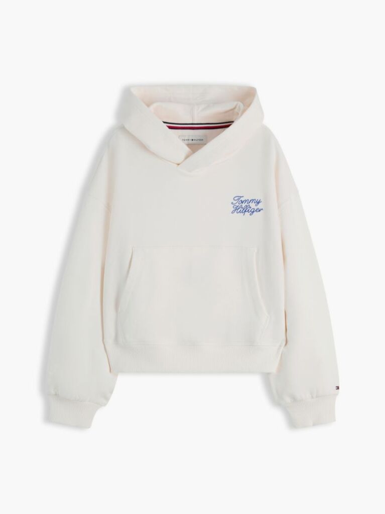White Relaxed Rope Logo Hoody  Girls