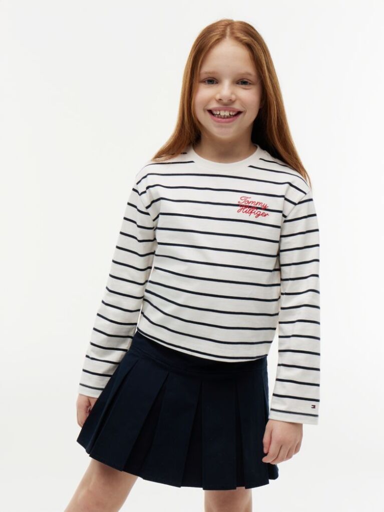 Multi Tricou Cu Maneca Lunga Croiala Lejera Si Rope Logo  Fete