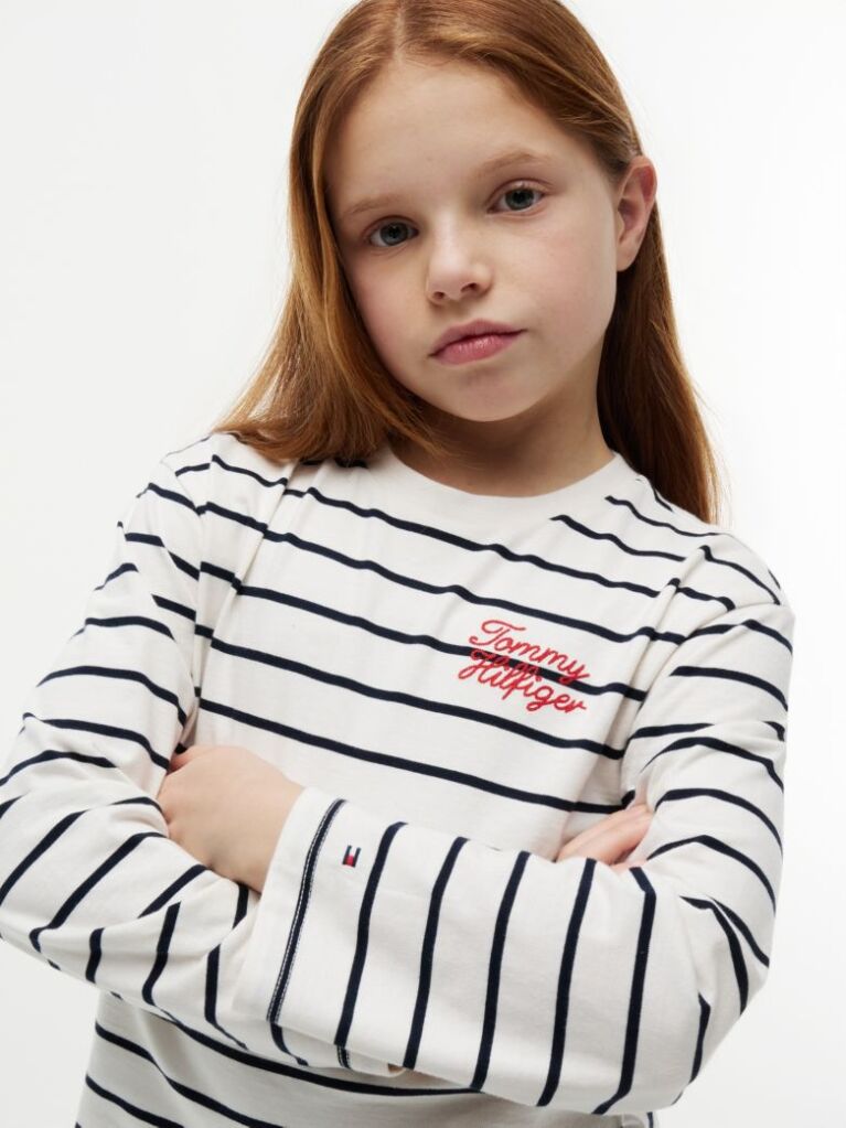 Multi Tricou Cu Maneca Lunga Croiala Lejera Si Rope Logo  Fete
