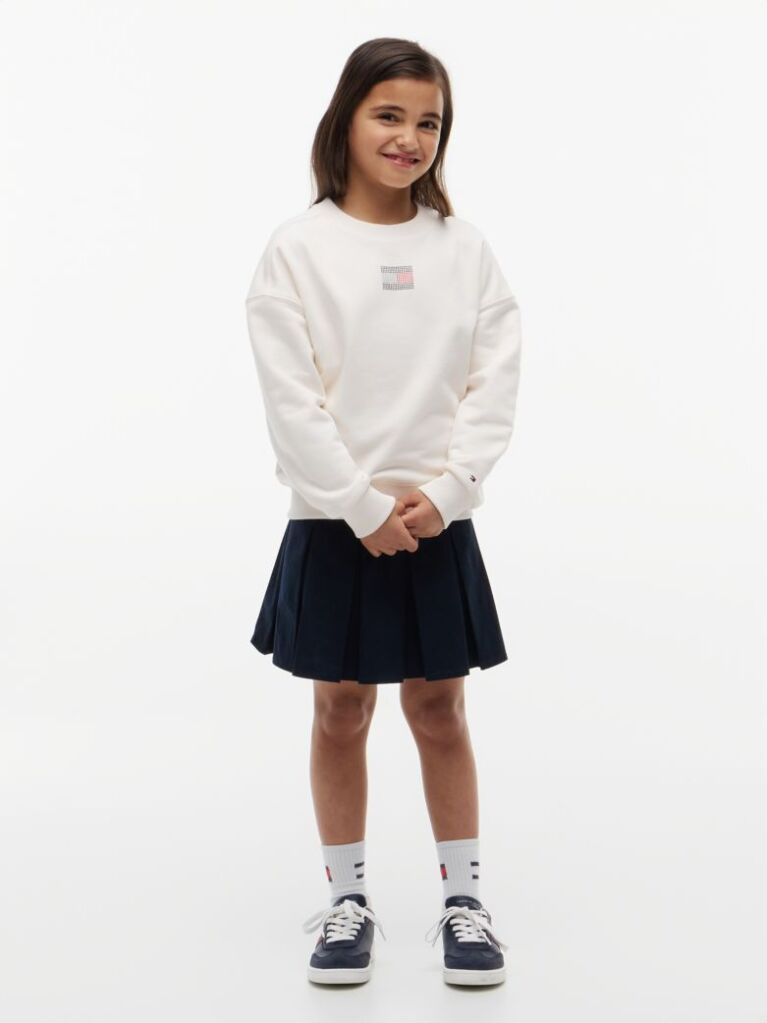 White Rhinestone Crew Neck Sweatshirt  Girls