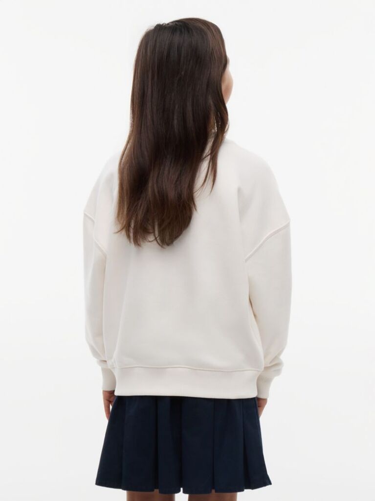 White Rhinestone Crew Neck Sweatshirt  Girls