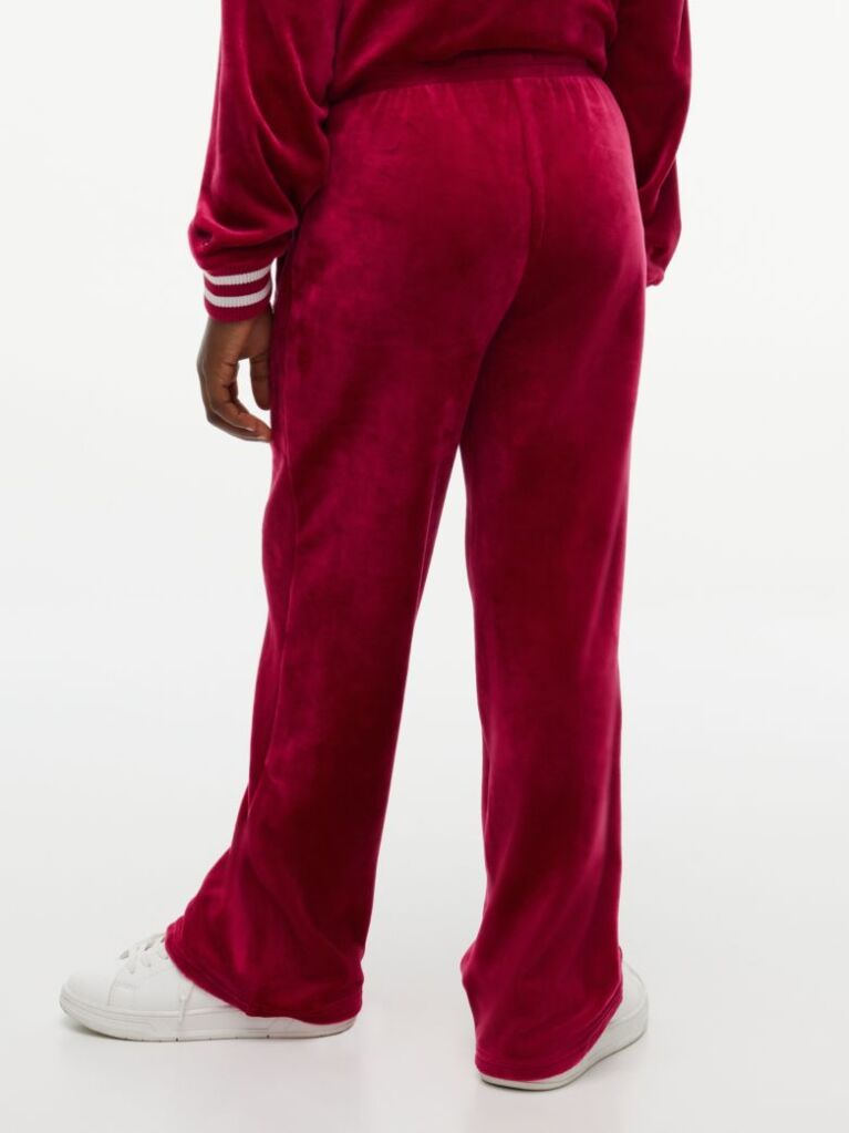 Red Star Flag Velour Wide Leg Joggers  Girls