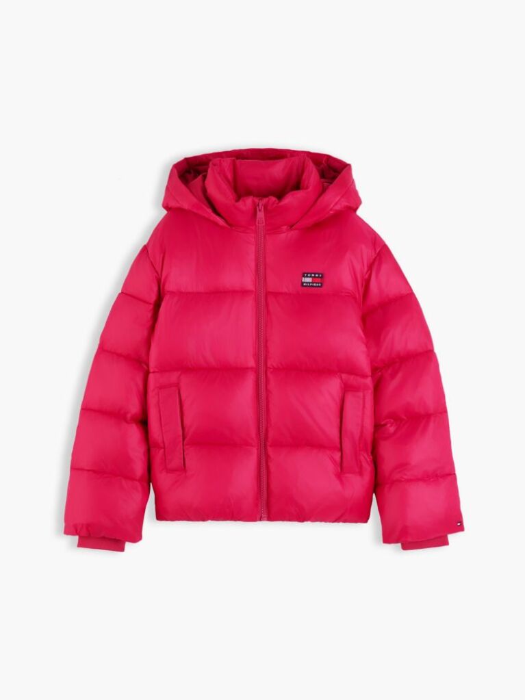 Red Heritage Shiny Relaxed Hooded Puffer Jacket  Girls