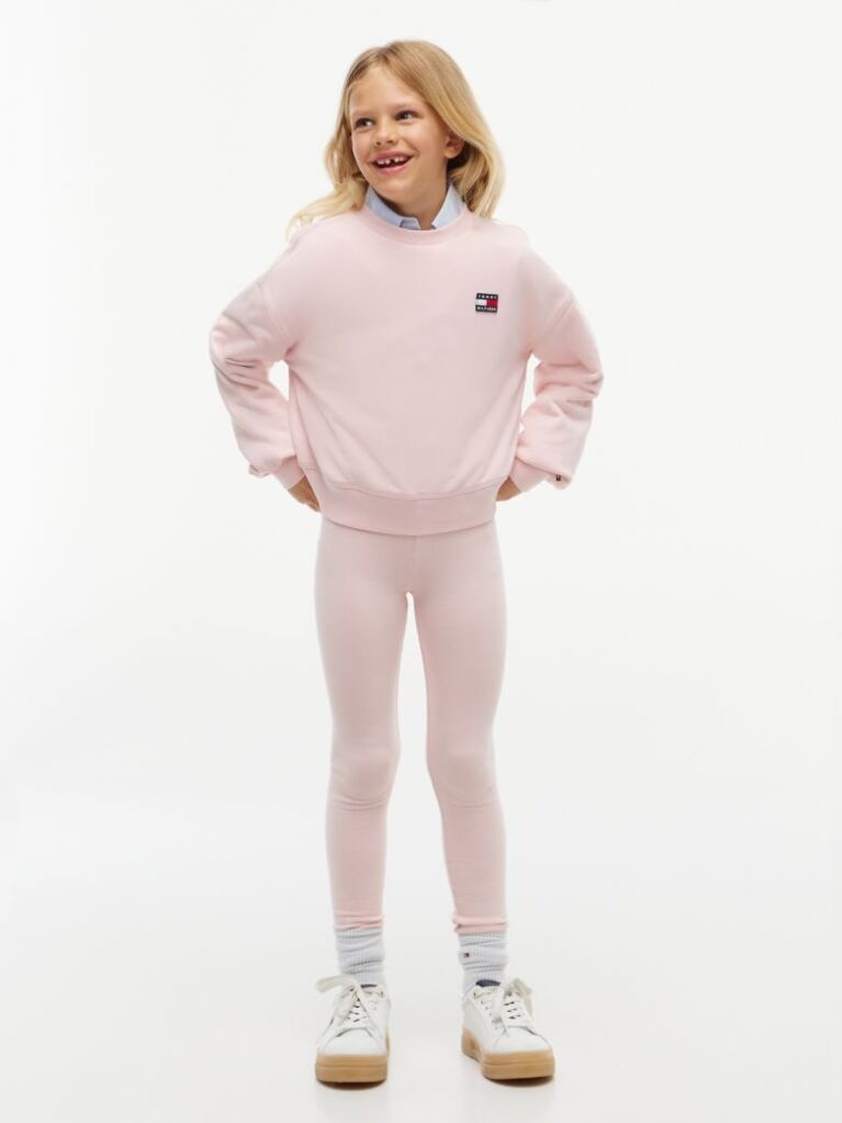 Roz Set Cu Bluza De Trening Si Colanti Cu Logo  Fete