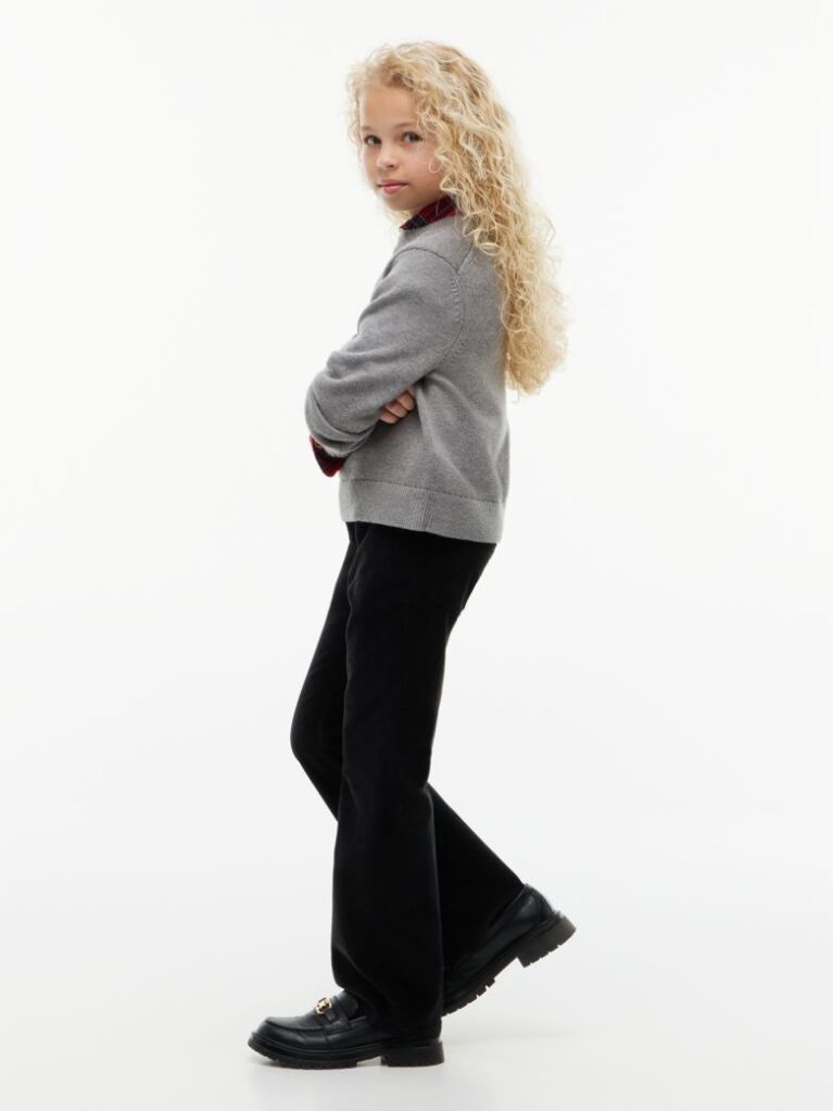 Black Corduroy Five-Pocket Flared Trousers  Girls