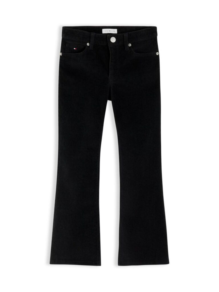 Black Corduroy Five-Pocket Flared Trousers  Girls
