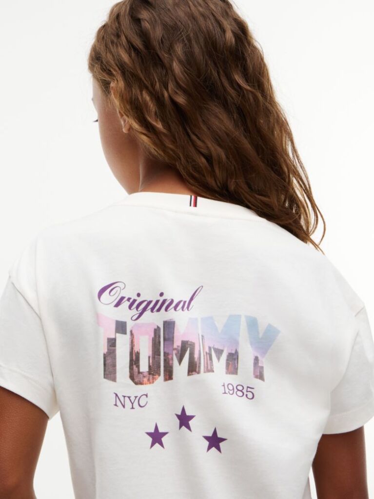 White Back Skyline Photo Print Relaxed T-Shirt  Girls