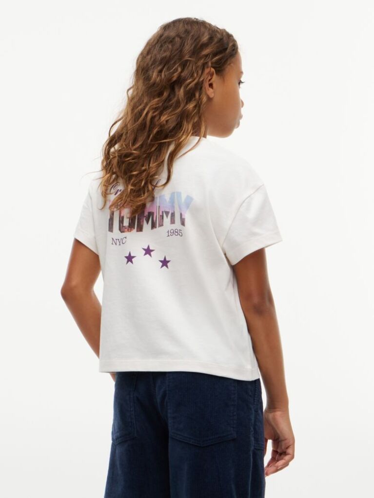 White Back Skyline Photo Print Relaxed T-Shirt  Girls
