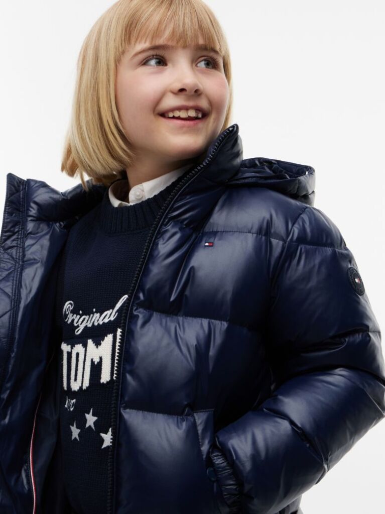 Blue Essential Faux Fur Trim Down Jacket  Girls