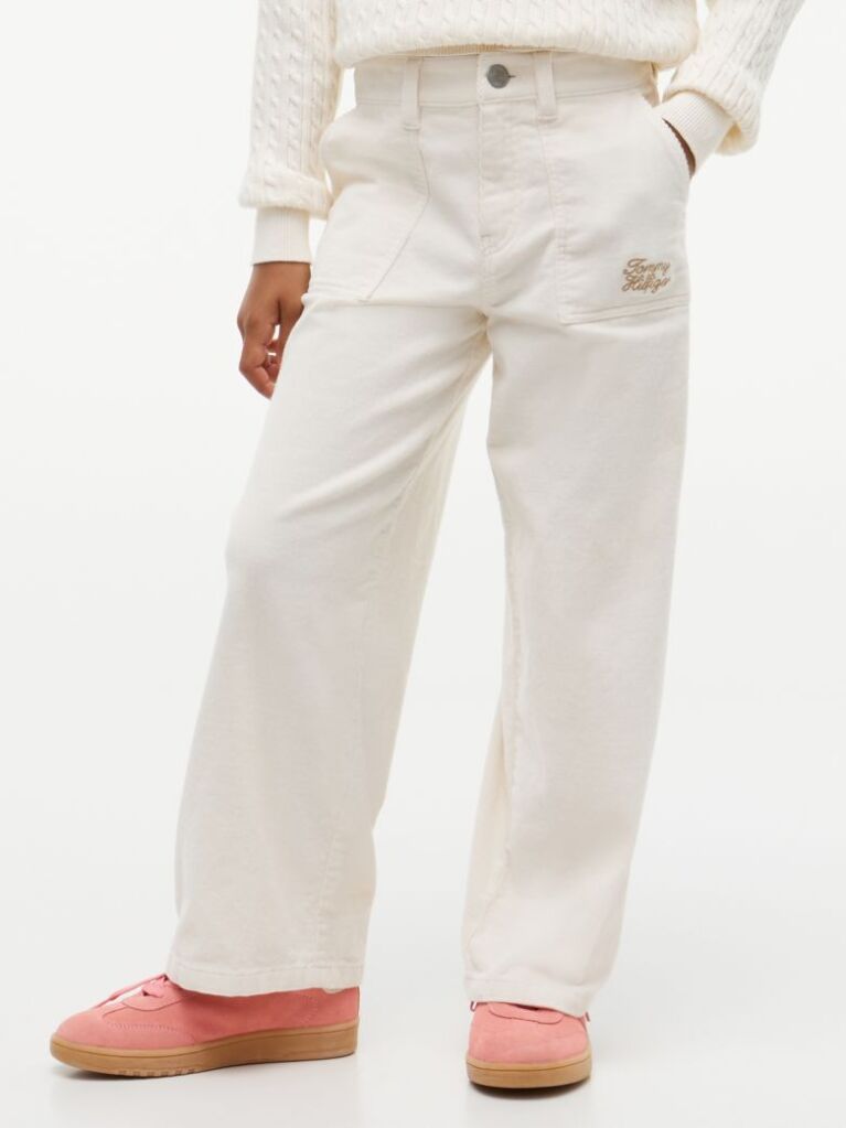 Beige Corduroy Patch Pocket Straight Trousers  Girls