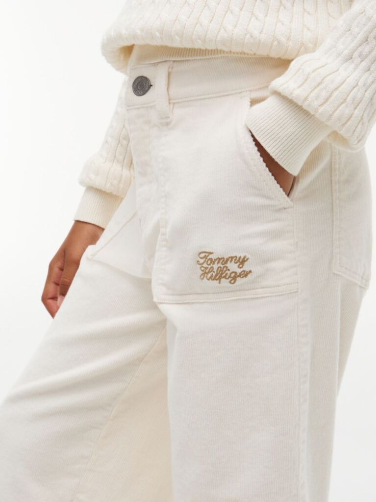 Beige Corduroy Patch Pocket Straight Trousers  Girls