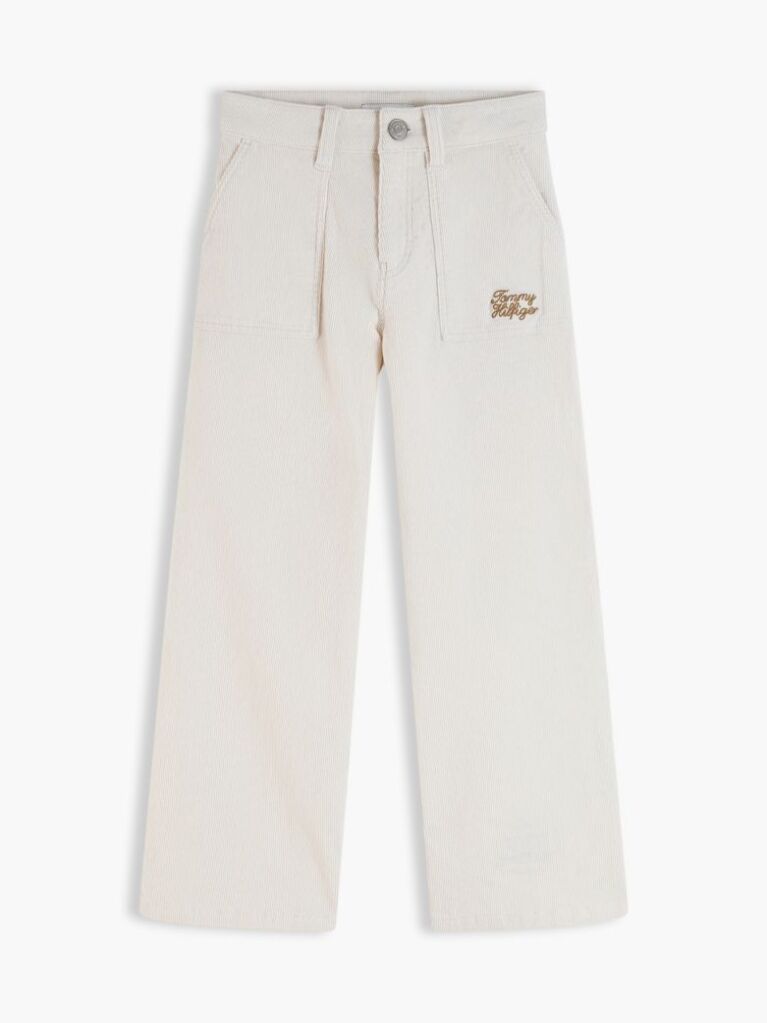 Beige Corduroy Patch Pocket Straight Trousers  Girls