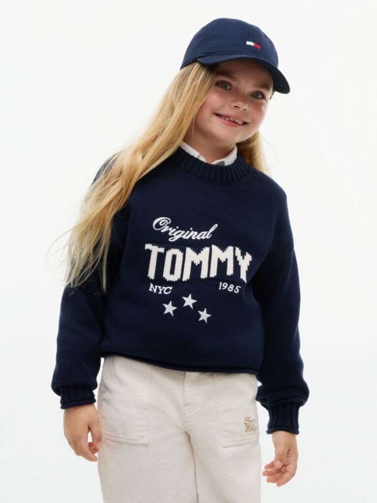 Blue Star Embroidery Relaxed Balloon Sleeve Jumper  Girls