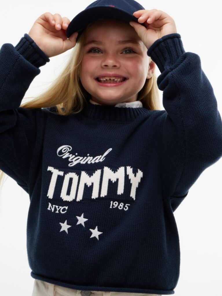 Blue Star Embroidery Relaxed Balloon Sleeve Jumper  Girls