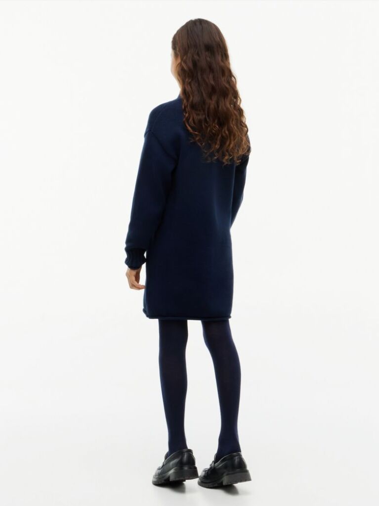 Blue Intarsia Logo Relaxed Jumper Dress  Girls