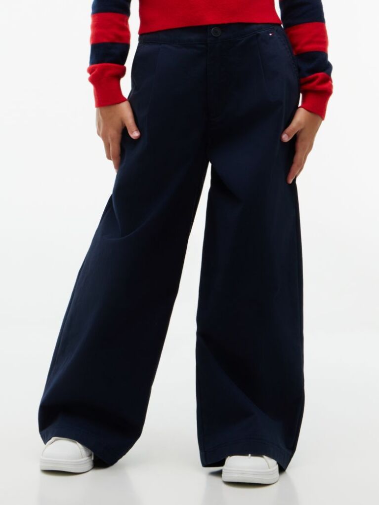 Blue Essential Wide Leg Twill Trousers  Girls