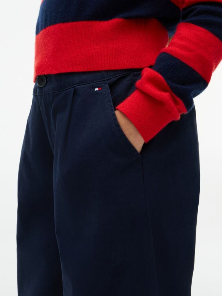 Blue Essential Wide Leg Twill Trousers  Girls