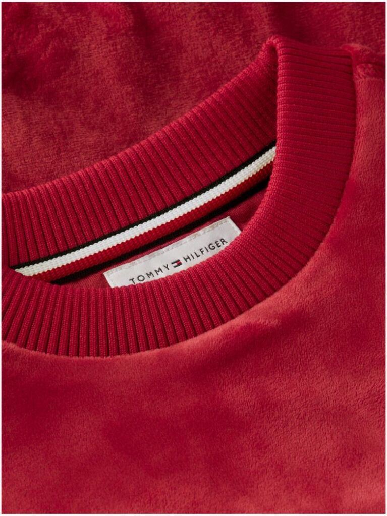 Rosu Bluza De Trening Cu Guler Rotund Si Logo Din Velur  Fete