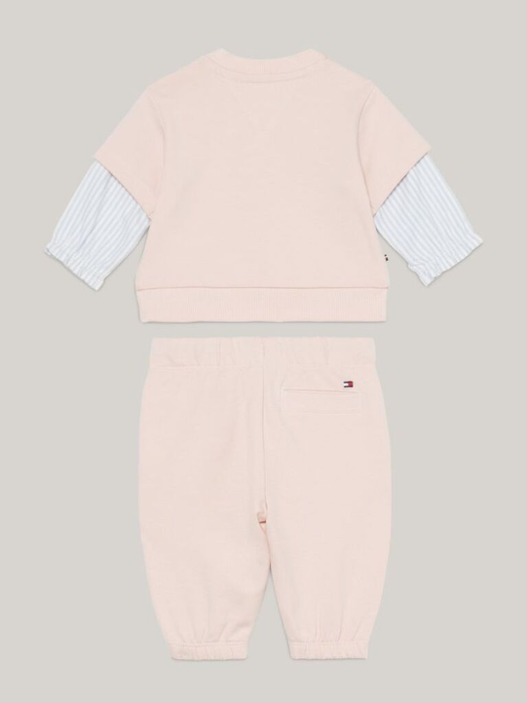 Roz Set Pulover Cu Maneci In Dungi Ithaca Si Joggers   Nou nascuti