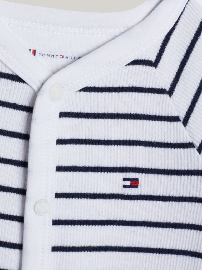 Multi Stripe Rib-Knit Coverall And Bib Gift Box  Newborn