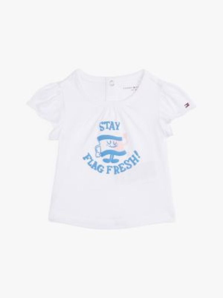 Alb Tricou Cu Maneca Cu Volan Grafic  Nou nascuti