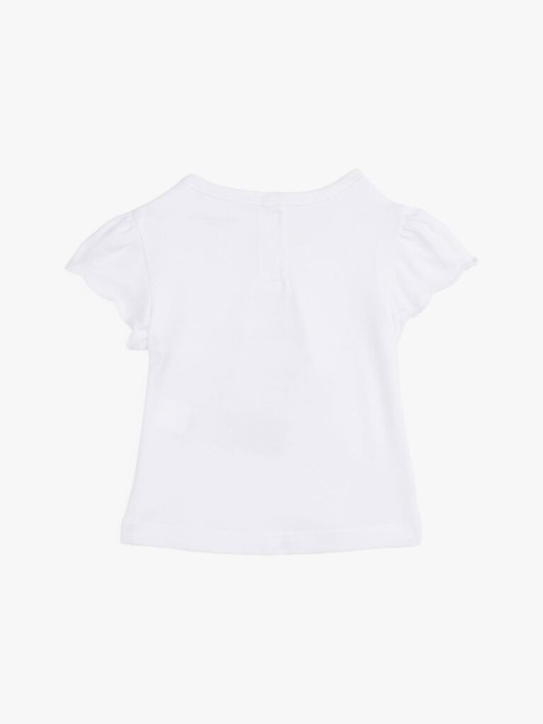 Alb Tricou Cu Maneca Cu Volan Grafic  Nou nascuti