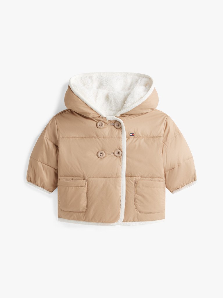 Bej Jacheta Reversibila Din Fleece Tip Teddy  Nou nascuti