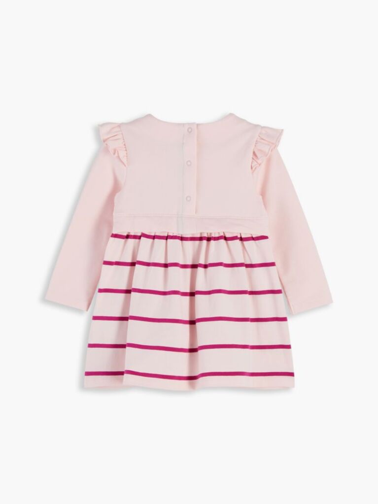 Roz Rochie Essential Cu Maneca Lunga Si Volane  Nou nascuti