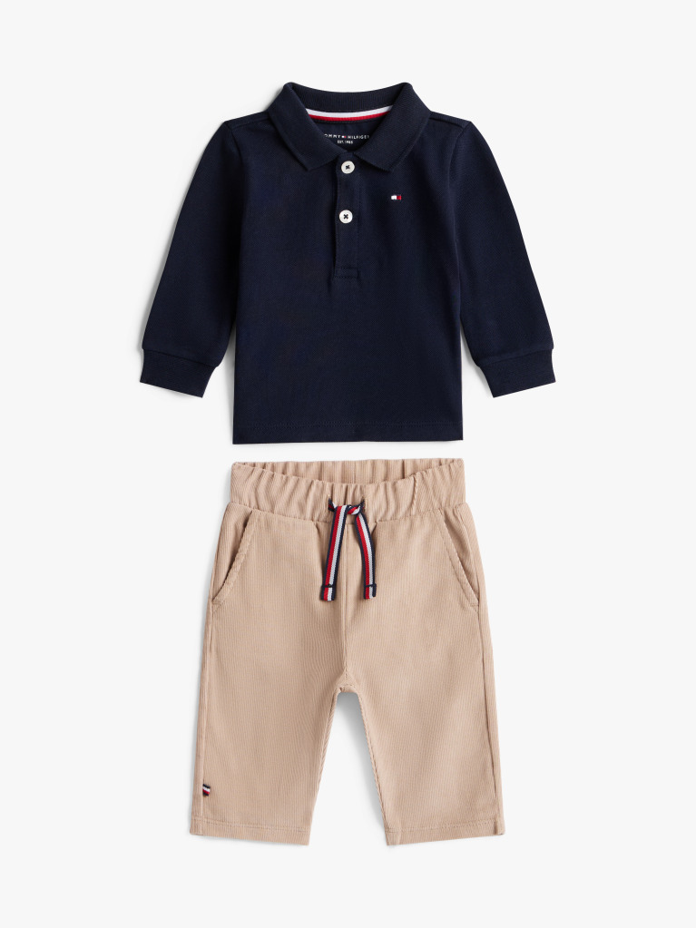 Beige Polo And Pant Giftbox  Newborn