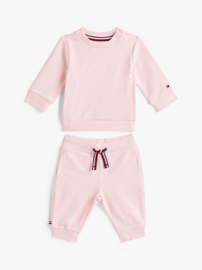 Roz Set Hanorac Cu Logo Si Pantaloni   Nou nascuti