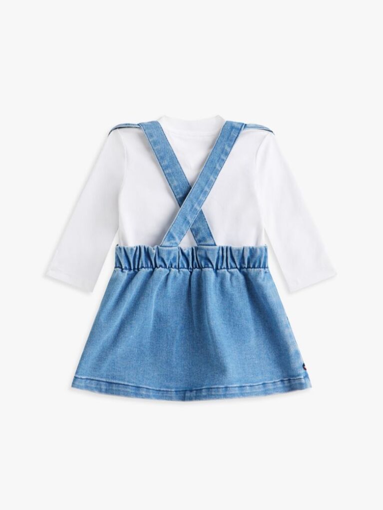 Denim Denim Dungaree Dress And T-Shirt Set  Newborn