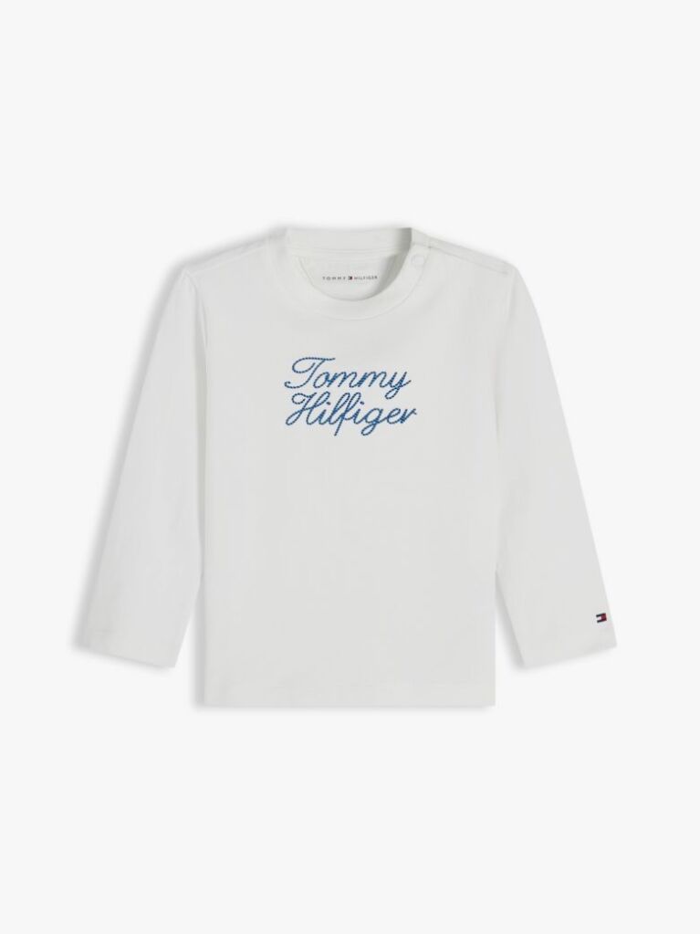 Alb Tricou Cu Maneci Lungi Si Logo Imprimat  Nou nascuti