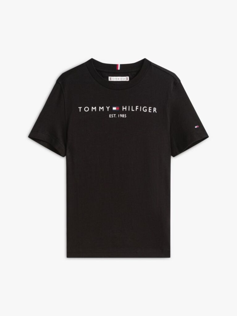 Negru Essential Organic Cotton Logo T-Shirt  Copii unisex