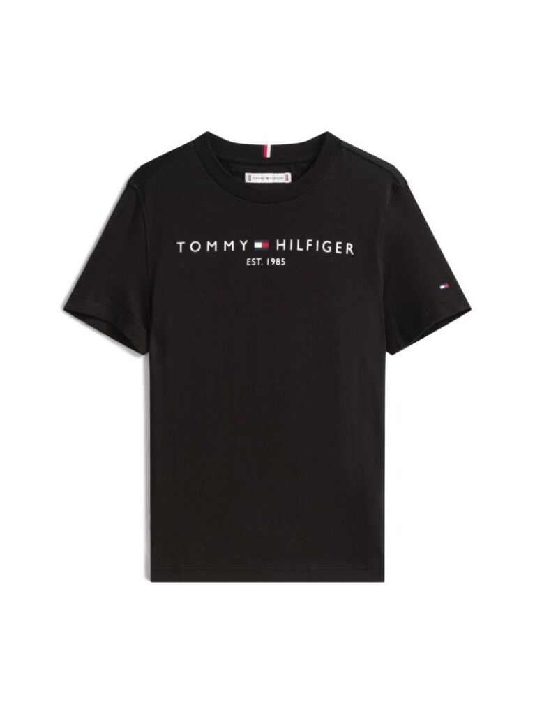 Negru Essential Organic Cotton Logo T-Shirt  Copii unisex