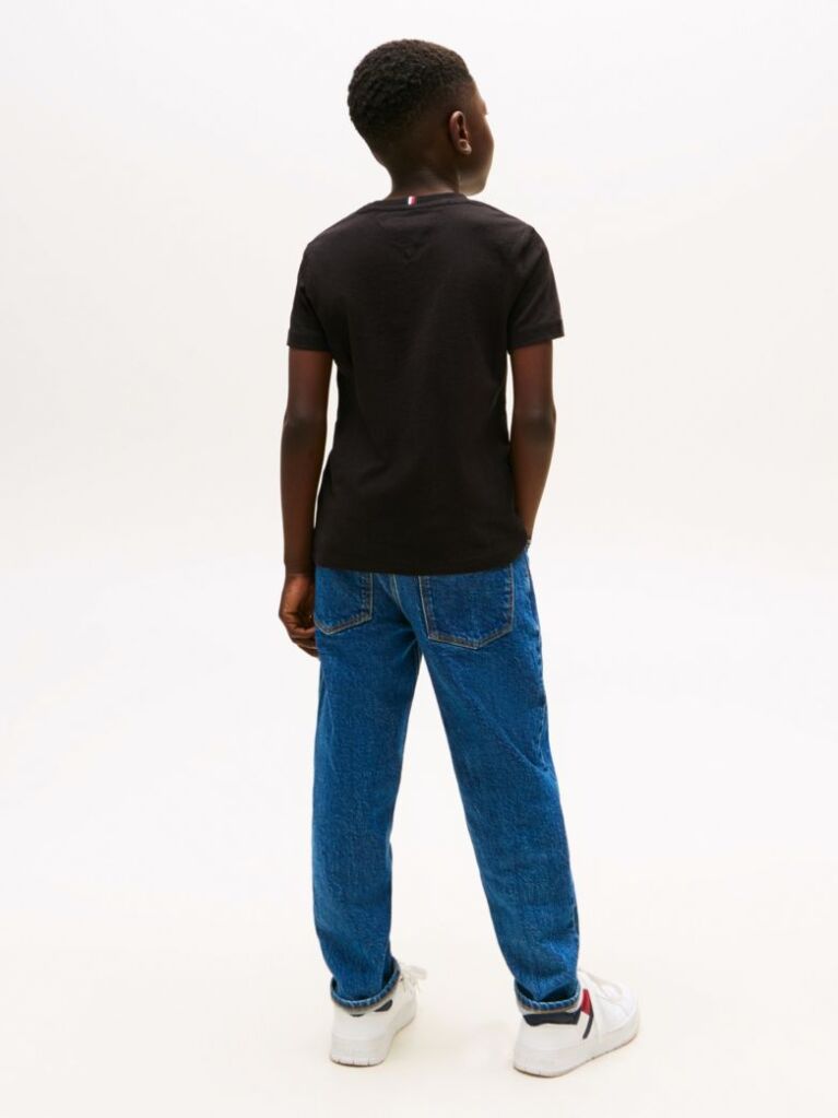 Negru Essential Organic Cotton Logo T-Shirt  Copii unisex